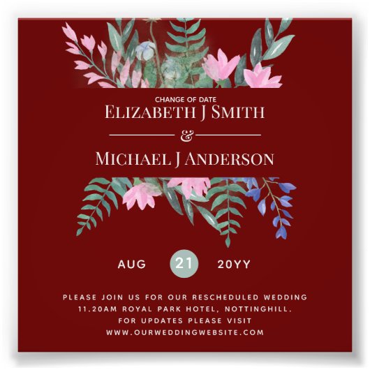 Verandering van datum Plannen Uitstel Wilde bloeme Foto Afdruk (Voorkant)