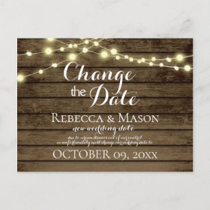 Verandering van datum Rustic Barn Wood en Lichten Briefkaart