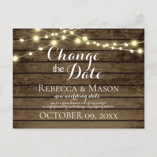 Verandering van datum Rustic Barn Wood en Lichten Briefkaart (Voorkant)
