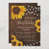 Verandering van datum Rustic Sunflower Graduation Kaart (Voorkant / Achterkant)