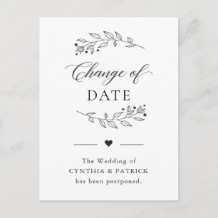 Verandering Van Datum Uitgesteld Elegant Eenvoudig Briefkaart