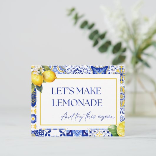 Verandering van Datum Uitgesteld Geannuleerd Lemon Briefkaart (Staand voorkant)