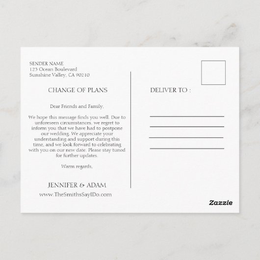 Verandering van Datum Uitgesteld Geannuleerd Lemon Briefkaart (Achterkant)