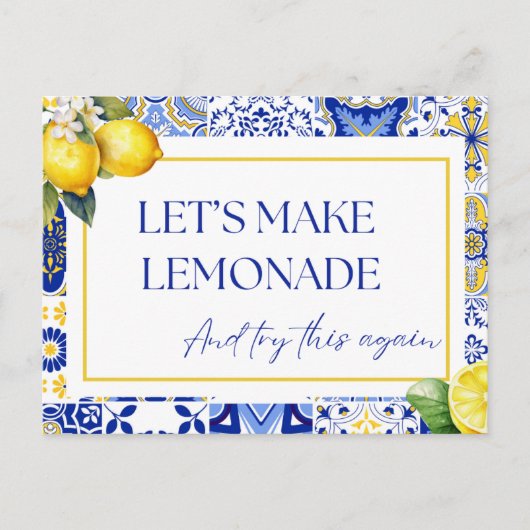 Verandering van Datum Uitgesteld Geannuleerd Lemon Briefkaart (Voorkant)