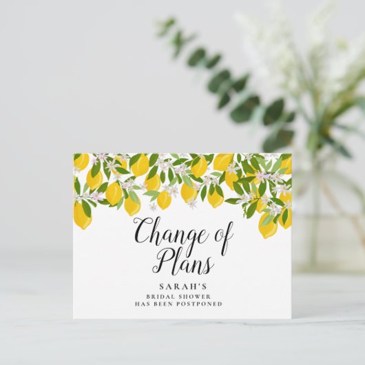 Verandering van datum uitgesteld geannuleerde even briefkaart (Staand voorkant)