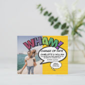 Verandering van datum uitgesteld Moderne pret foto Aankondigingskaart (Staand voorkant)