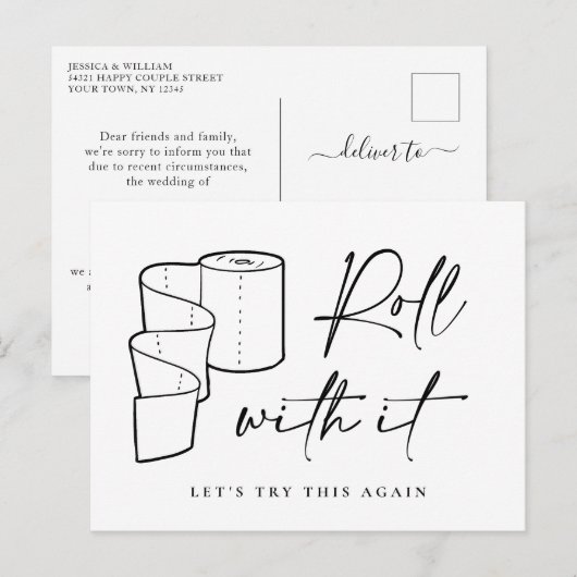 Verandering van Datum Uitgestelde annulering Briefkaart (Voorkant / Achterkant)