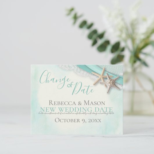 Verandering van Datum Zeester en Lint Briefkaart (Staand voorkant)