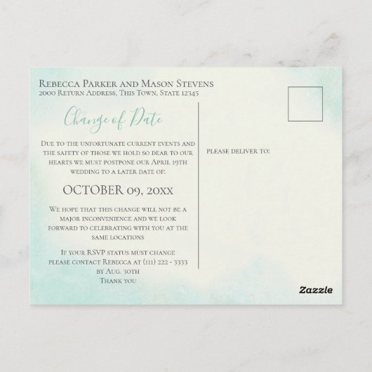 Verandering van Datum Zeester en Lint Briefkaart (Achterkant)