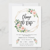 verandering van de datum boho floals bruiloft uitn kaart (Voorkant)