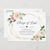 Verandering van de datum Elegant Geometric Blush P Briefkaart (Voorkant / Achterkant)