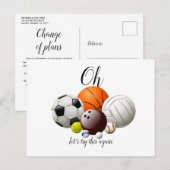 Verandering van de datum uitgesteld geannuleerde g briefkaart (Voorkant / Achterkant)