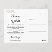 Verandering van de datum uitgesteld geannuleerde g briefkaart (Achterkant)