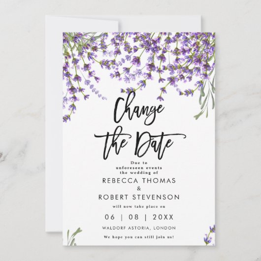 verandering van de datum van de bruidsuitnodiging kaart (Voorkant)