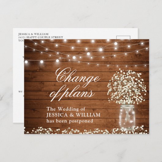 Verandering van de plannen Babybruid Mason Jar Wed Briefkaart (Voorkant / Achterkant)