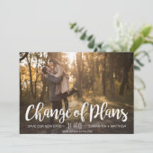 Verandering van de plannen Foto uitgesteld bruilof Save The Date (Staand voorkant)