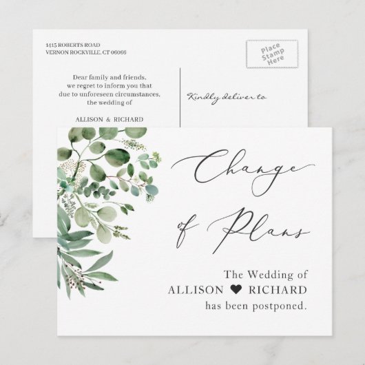 Verandering van het Manuscript Eenvoudige Elegant  Briefkaart (Voorkant / Achterkant)