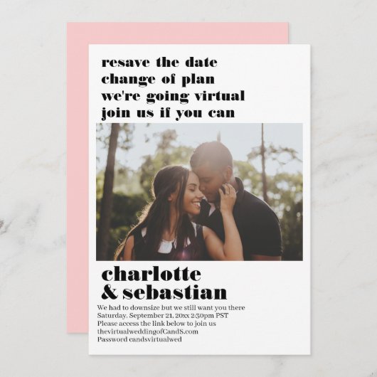 Verandering van het Virtuele Weddenschap van het P Save The Date (Voorkant / Achterkant)