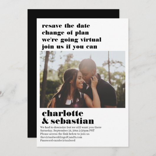 Verandering van het Virtuele Weddenschap van het P Save The Date (Voorkant / Achterkant)