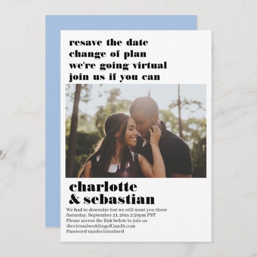 Verandering van het Virtuele Weddenschap van het P Save The Date (Voorkant / Achterkant)