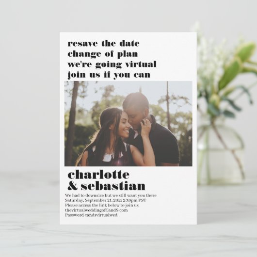 Verandering van het Virtuele Weddenschap van het P Save The Date (Staand voorkant)