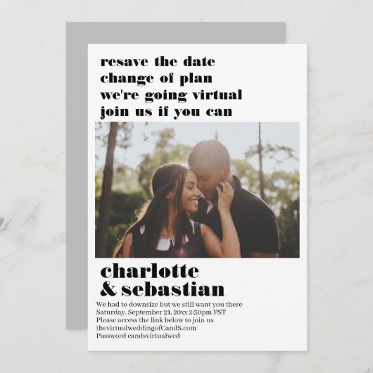 Verandering van het Virtuele Weddenschap van het P Save The Date (Voorkant / Achterkant)