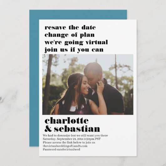 Verandering van het Virtuele Weddenschap van het P Save The Date (Voorkant / Achterkant)