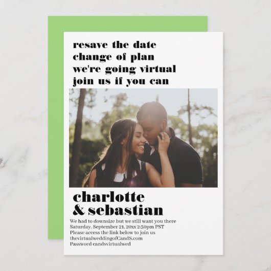 Verandering van het Virtuele Weddenschap van het P Save The Date (Voorkant / Achterkant)