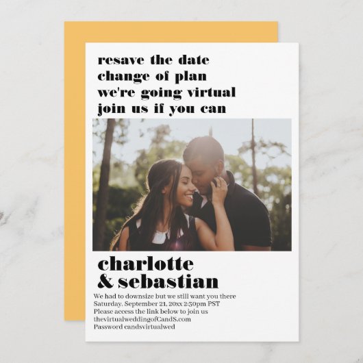 Verandering van het Virtuele Weddenschap van het P Save The Date (Voorkant / Achterkant)