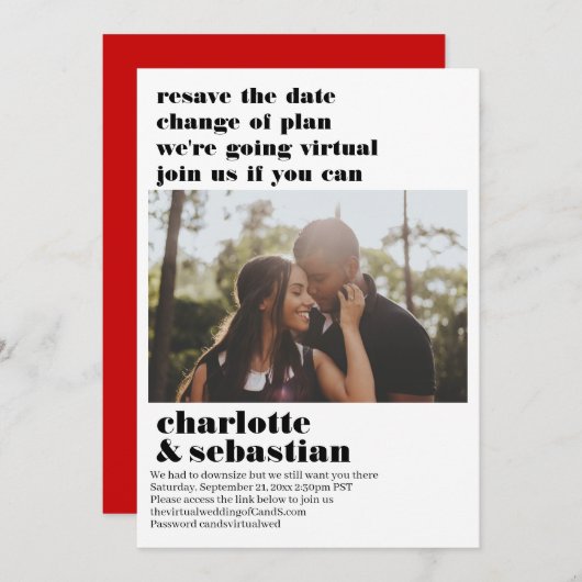 Verandering van het Virtuele Weddenschap van het P Save The Date (Voorkant / Achterkant)