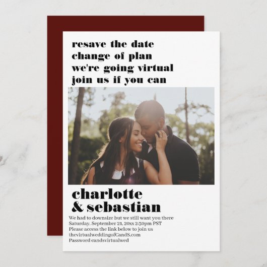 Verandering van het Virtuele Weddenschap van het P Save The Date (Voorkant / Achterkant)