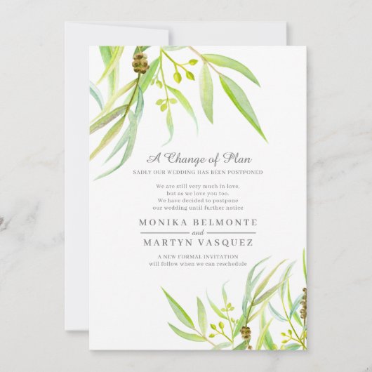 Verandering van plan Eucalyptus blad waterverf bru Kaart (Voorkant)