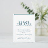 Verandering van plan trouwdatum opschorten save the date (Staand voorkant)
