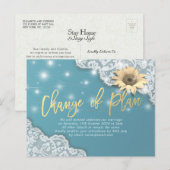 Verandering van plan-weddenschap Uitstel zonnebloe Aankondigingskaart (Voorkant / Achterkant)