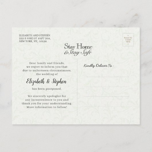 Verandering van plan-weddenschap Uitstel zonnebloe Aankondigingskaart (Achterkant)