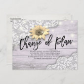 Verandering van plan-weddenschap Uitstel zonnebloe Aankondigingskaart (Voorkant / Achterkant)