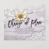 Verandering van plan-weddenschap Uitstel zonnebloe Aankondigingskaart (Voorkant)