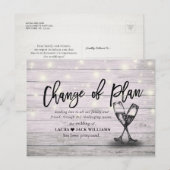 Verandering van plan Wedding Postponed Champagne G Aankondigingskaart (Voorkant / Achterkant)