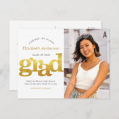 Verandering van plannen afstuderen vettige goudtyp uitnodiging briefkaart (Voorkant / Achterkant)