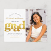 Verandering van plannen afstuderen vettige goudtyp uitnodiging briefkaart (Voorkant)