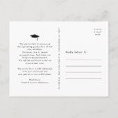 Verandering van plannen afstuderen zwarte vetgedru uitnodiging briefkaart (Achterkant)