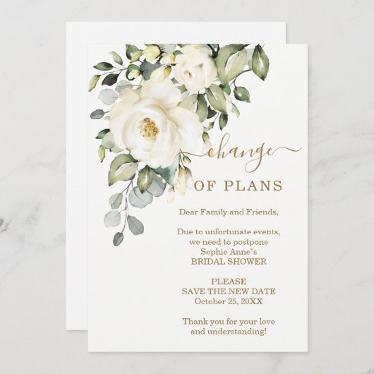 Verandering van Plannen Bloemrijke Bruidsuitnodigi Kaart (Voorkant / Achterkant)