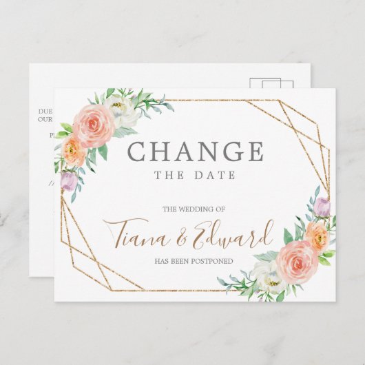 Verandering van plannen Briefkaart met uitgestelde (Voorkant / Achterkant)