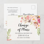 Verandering van plannen Bruidsuitnodiging uitgeste Briefkaart (Voorkant / Achterkant)