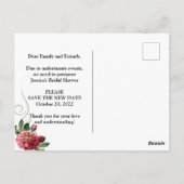 Verandering van plannen Bruidsuitnodiging uitgeste Briefkaart (Achterkant)