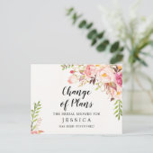 Verandering van Plannen Bruiloft Uitgesteld Ansich Briefkaart (Staand voorkant)