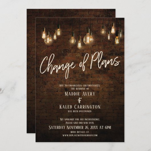 Verandering van plannen Edison Lights Postponed We Kaart (Voorkant / Achterkant)