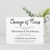 Verandering van plannen eenvoudig zwart-wit save the date (Staand voorkant)