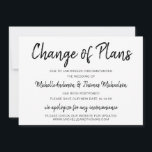 Verandering van plannen eenvoudig zwart-wit save the date<br><div class="desc">Help uw gasten deze onvoorziene gebeurtenissen navigeren door hen op de hoogte te houden over de nieuwe veranderingen in uw gebeurtenis. Geef je nieuwe gebeurtenisgegevens een persoonlijk tintje naar creëer een van de soorten kaarten die je vrienden en familie zeker zullen waarderen.</div>