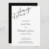 Verandering van Plannen Elegant Script Zwart Wit K Save The Date (Voorkant / Achterkant)